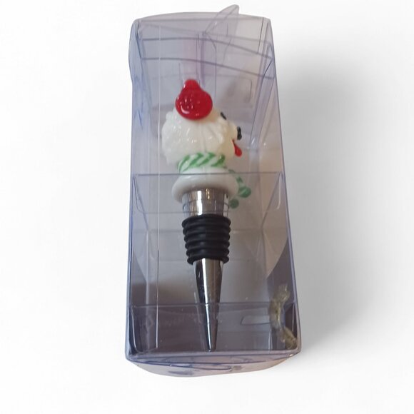 NWT Pier 1 Christmas Dog Wine Bottle Stopper – Red Earmuffs & Scarf 🎄 - Picture 3 of 9